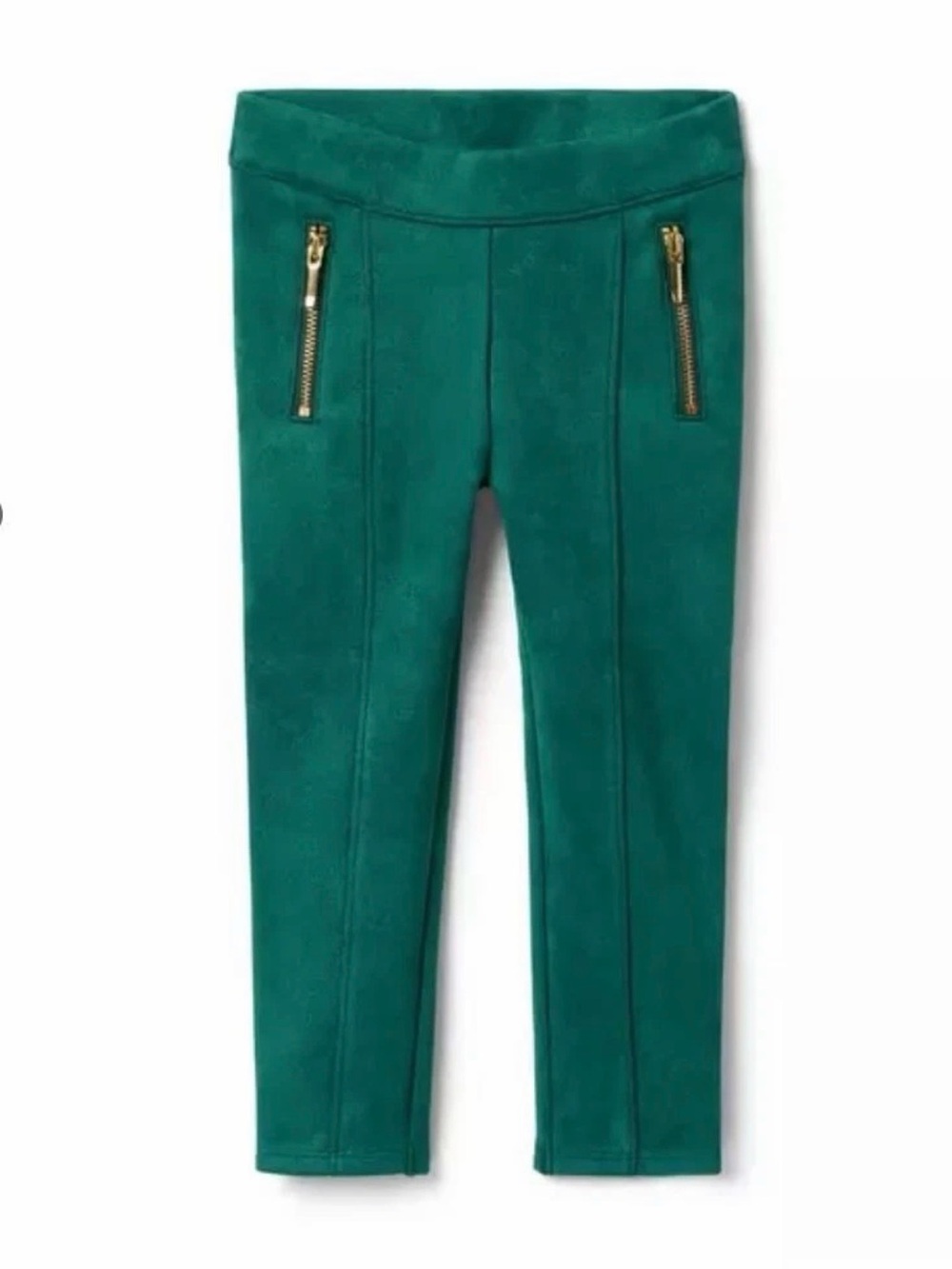 Janie and Jack dark green suede leggings- faux fur, size 3